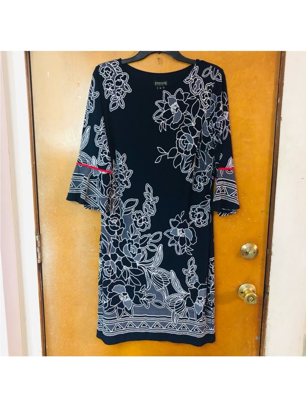 Summer black dress with floral print  liquid knit